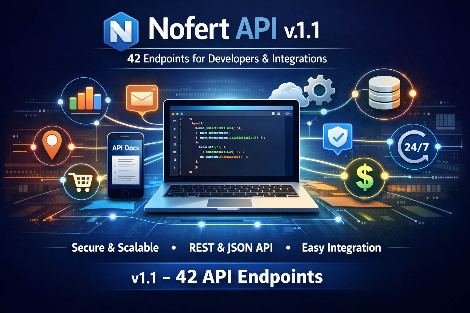 Nofert API v1.1 — 42 Endpoints for Developers & Integrations