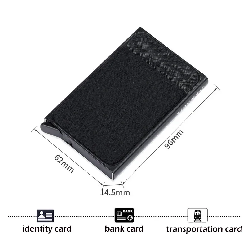 Slim Aluminum Wallet with Elasticity Back Pouch ID Credit Card Holder Mini RFID Wallet Automatic Pop Up Bank Card Case