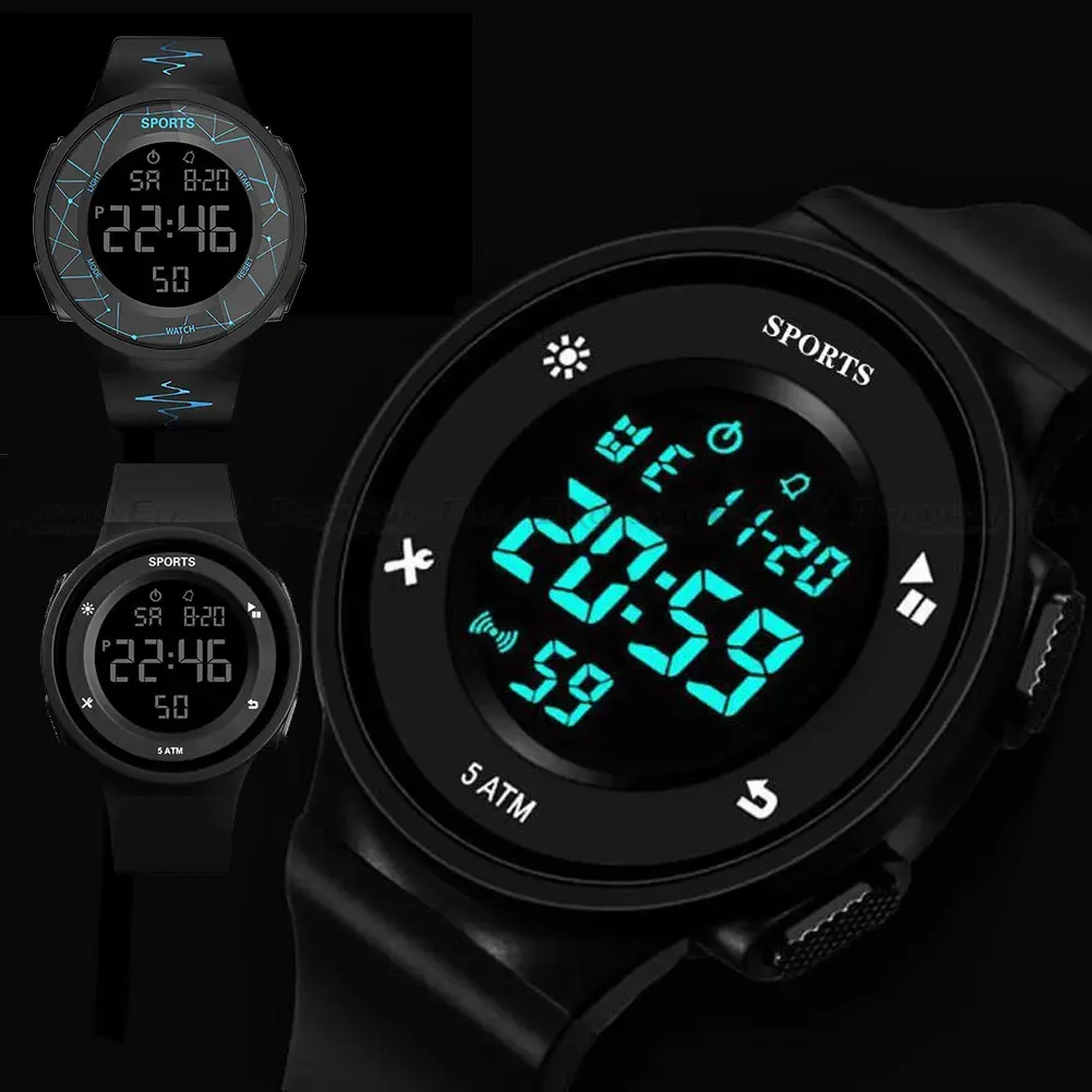 Waterproof Luminous Electronic Watch Women LED Digital Watches Men's Round Sports Wristwatch Outdoor Military Clock reloj mujer